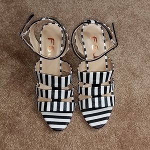 FSJ black and white striped heels